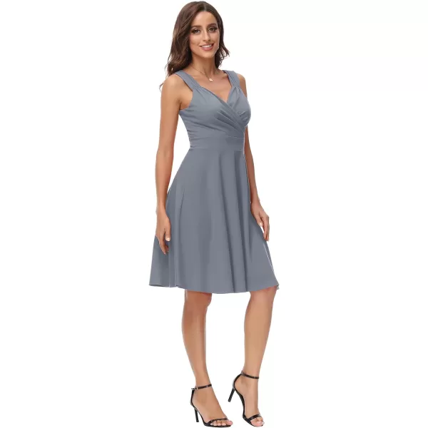 GRACE KARIN Womens Sleeveless Wrap VNeck Aline Bridesmaid Cocktail Party DressLight Gray