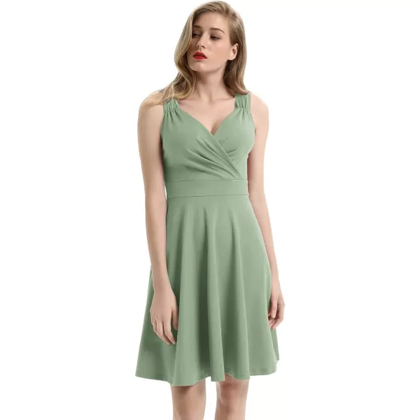 GRACE KARIN Womens Sleeveless Wrap VNeck Aline Bridesmaid Cocktail Party DressLight Green