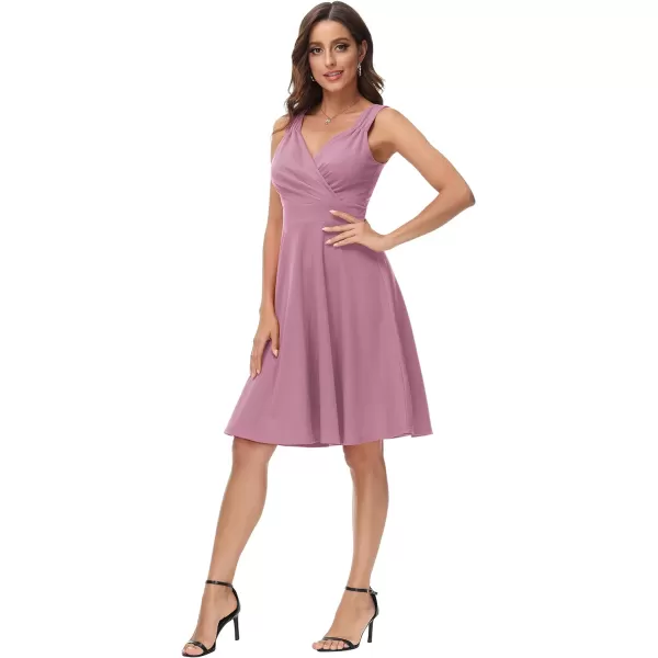 GRACE KARIN Womens Sleeveless Wrap VNeck Aline Bridesmaid Cocktail Party DressLight Purple