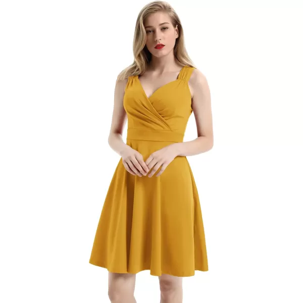 GRACE KARIN Womens Sleeveless Wrap VNeck Aline Bridesmaid Cocktail Party DressMustard