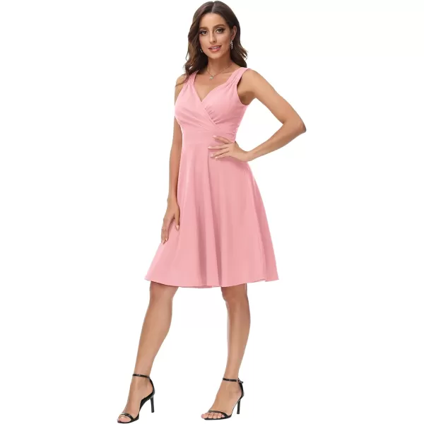 GRACE KARIN Womens Sleeveless Wrap VNeck Aline Bridesmaid Cocktail Party DressPink