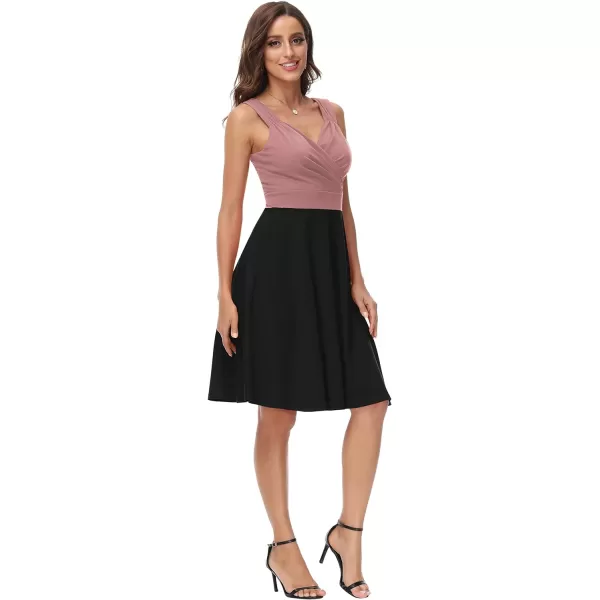 GRACE KARIN Womens Sleeveless Wrap VNeck Aline Bridesmaid Cocktail Party DressPink Black