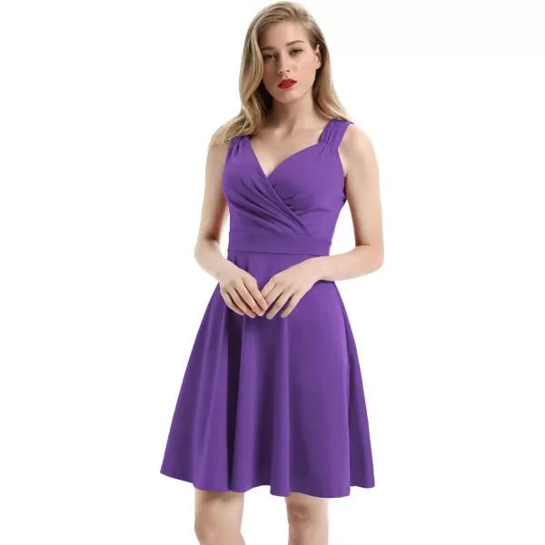 GRACE KARIN Womens Sleeveless Wrap VNeck Aline Bridesmaid Cocktail Party DressPurple