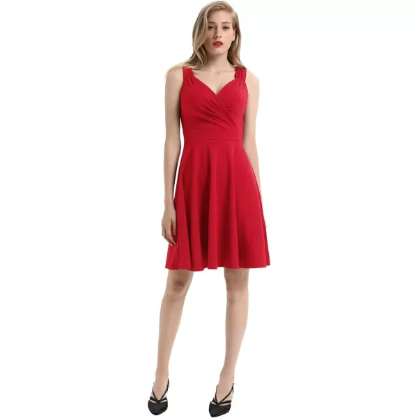 GRACE KARIN Womens Sleeveless Wrap VNeck Aline Bridesmaid Cocktail Party DressRed