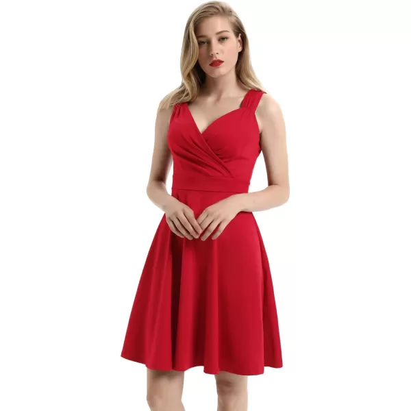 GRACE KARIN Womens Sleeveless Wrap VNeck Aline Bridesmaid Cocktail Party DressRed