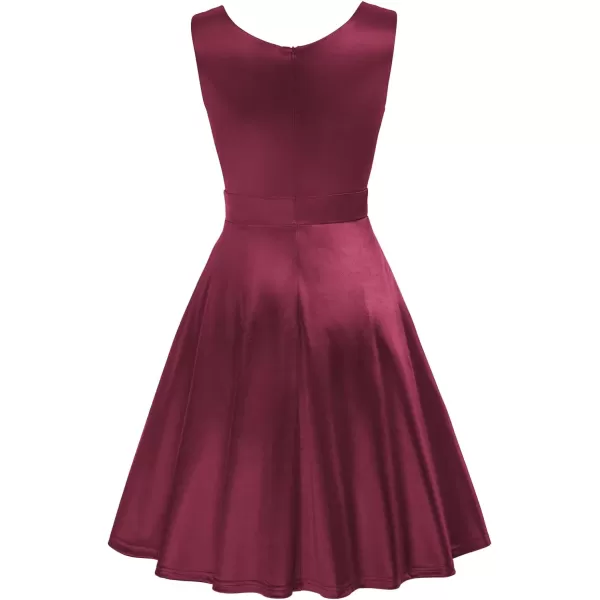 GRACE KARIN Womens Sleeveless Wrap VNeck Aline Bridesmaid Cocktail Party DressShiny Wine