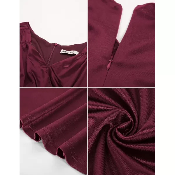 GRACE KARIN Womens Sleeveless Wrap VNeck Aline Bridesmaid Cocktail Party DressShiny Wine