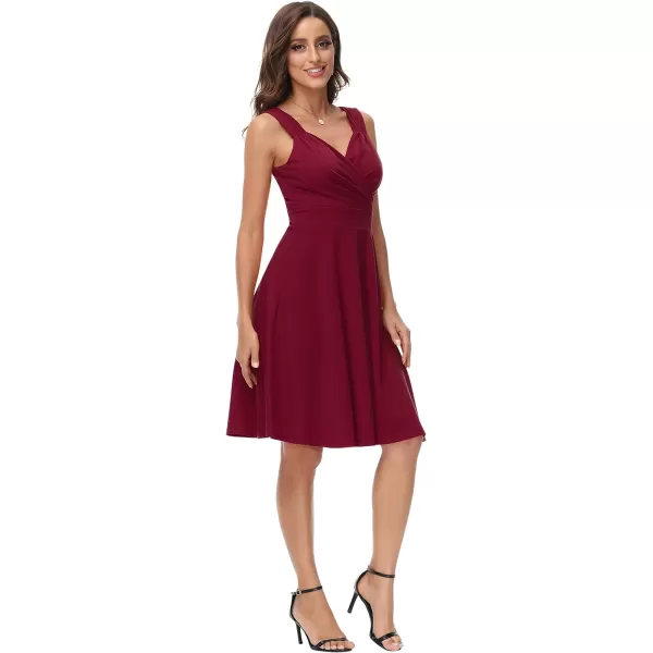 GRACE KARIN Womens Sleeveless Wrap VNeck Aline Bridesmaid Cocktail Party DressWine Red