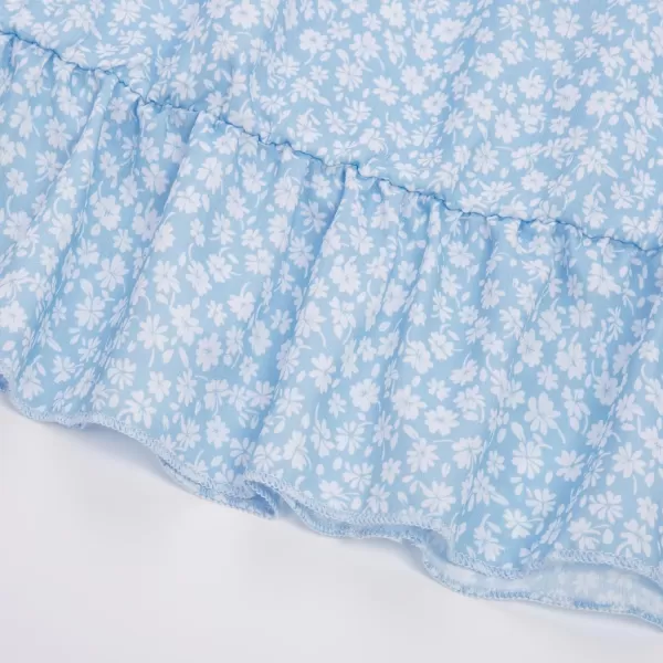 GRACE KARIN Womens Spaghetti Strap Floral Dress Ruffle Hem Pleated Casual Summer Dress Boho Flowy Midi Beach DressBlue Floral Fashion