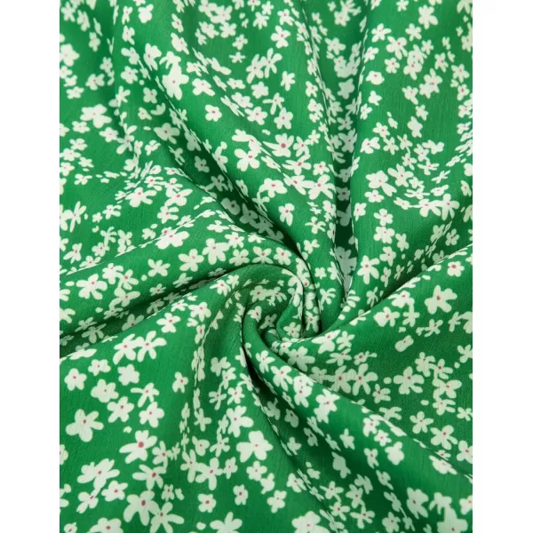 GRACE KARIN Womens Spaghetti Strap Floral Dress Ruffle Hem Pleated Casual Summer Dress Boho Flowy Midi Beach DressGreen Floral Fashion