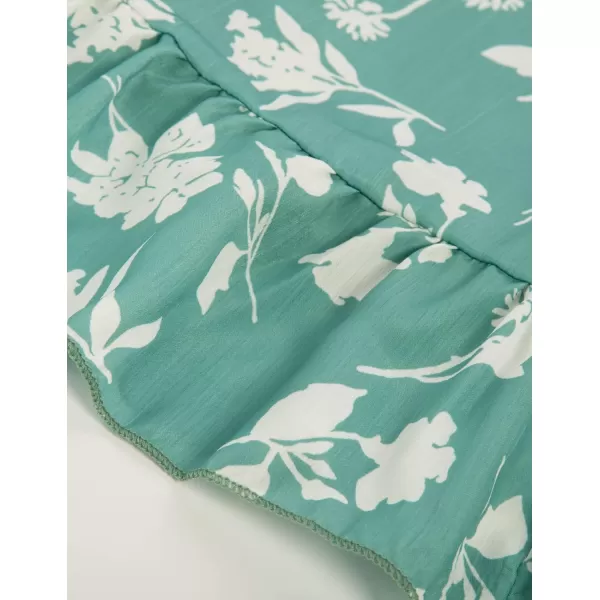 GRACE KARIN Womens Spaghetti Strap Floral Dress Ruffle Hem Pleated Casual Summer Dress Boho Flowy Midi Beach DressGreen Floral Original