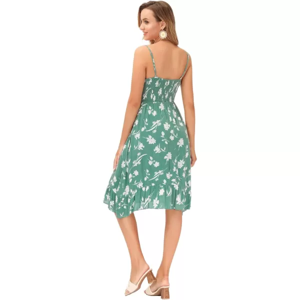 GRACE KARIN Womens Spaghetti Strap Floral Dress Ruffle Hem Pleated Casual Summer Dress Boho Flowy Midi Beach DressGreen Floral Original