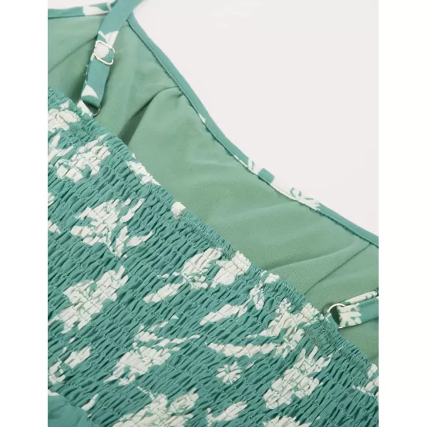 GRACE KARIN Womens Spaghetti Strap Floral Dress Ruffle Hem Pleated Casual Summer Dress Boho Flowy Midi Beach DressGreen Floral Original