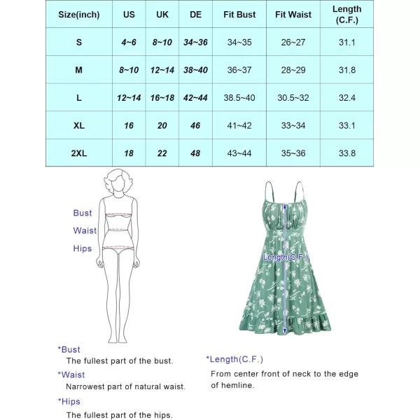 GRACE KARIN Womens Spaghetti Strap Floral Dress Ruffle Hem Pleated Casual Summer Dress Boho Flowy Midi Beach DressWhite Floral Original