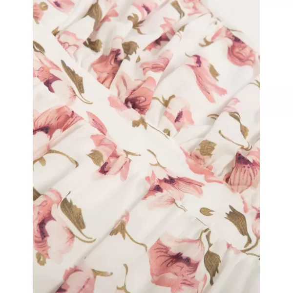 GRACE KARIN Womens Spaghetti Strap Floral Dress Ruffle Hem Pleated Casual Summer Dress Boho Flowy Midi Beach DressWhite Floral Original