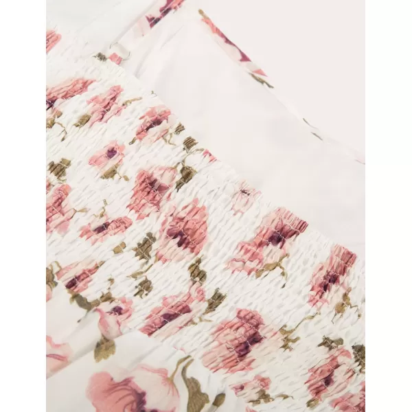 GRACE KARIN Womens Spaghetti Strap Floral Dress Ruffle Hem Pleated Casual Summer Dress Boho Flowy Midi Beach DressWhite Floral Original
