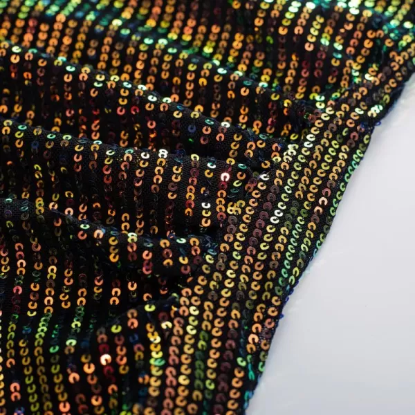 GRACE KARIN Womens Sparkly Sequin Top Long Sleeves Glitter Blouse V Neck Ruched Sparkle Dressy Party Club TopsSymphony Black