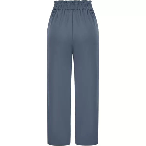 GRACE KARIN Womens Straight Leg Cropped Work Pants Elastic High Waist Wide Leg Business Casual Slacks with PocketBluish Gray