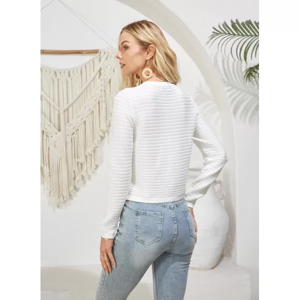 GRACE KARIN Womens Striped Cardigans 2024 Spring Open Front Button Down Knit Sweater Lady OuterwearWhite