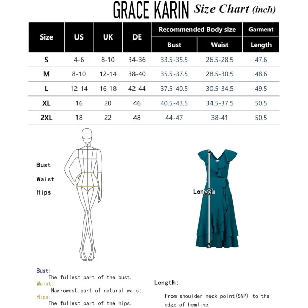 GRACE KARIN Womens Summer Bridesmaid Dresses for Wedding V Neck Ruffle Party Cocktail Dresses Chiffon Flowy Wrap DressBlack2531