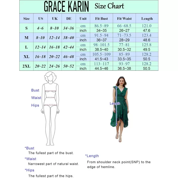 GRACE KARIN Womens Summer Bridesmaid Dresses for Wedding V Neck Ruffle Party Cocktail Dresses Chiffon Flowy Wrap DressDark Green