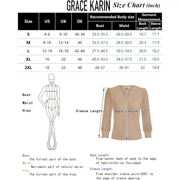 GRACE KARIN Womens Summer Cardigan Lightweight V Neck Lace 34 Sleeve Button Front SweatersBrown