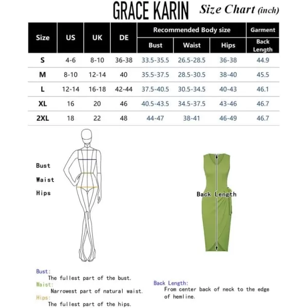 GRACE KARIN Womens Summer Casual Bodycon Dress Knit Sleeveless V Neck Ribbed Wrap Work Midi Sweater Tank DressBlack