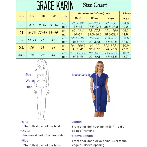 GRACE KARIN Womens Summer Midi Dresses Cap Sleeve Tie Waist Work Dress Slit VNeck Bodycon Dress Business Casual OutfitsPeacock Blue