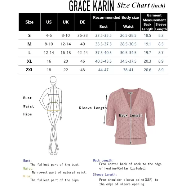 GRACE KARIN Womens Summer Short Sleeve Cropped Cardigan Sweaters Crochet Knit Shrug Open Front VNeck Button up TopsBlack