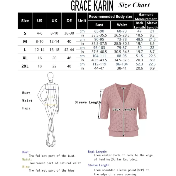 GRACE KARIN Womens Summer Short Sleeve Cropped Cardigan Sweaters Crochet Knit Shrug Open Front VNeck Button up TopsBlue Grey