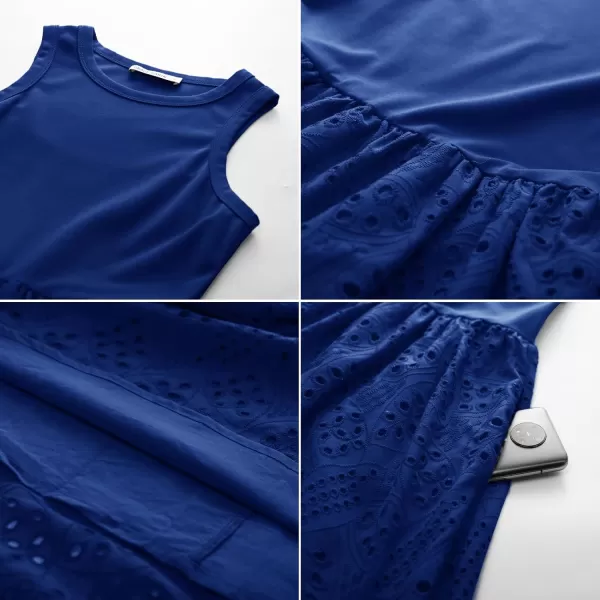 GRACE KARIN Womens Summer Sleeveless Tank Dress A Line Midi Dress Cotton Crewneck Casual Holiday Dress with PocketsRoyal Blue