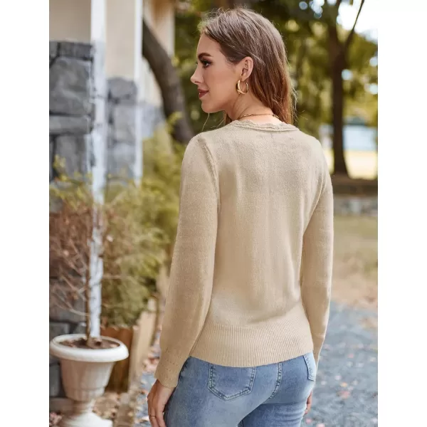 GRACE KARIN Womens Sweater Cropped Cardigan Knit Shrugs for Dresses Tops Button Down Lightweight SoftApricot Long Sleeve