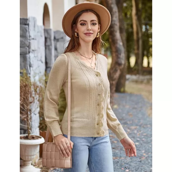 GRACE KARIN Womens Sweater Cropped Cardigan Knit Shrugs for Dresses Tops Button Down Lightweight SoftApricot Long Sleeve