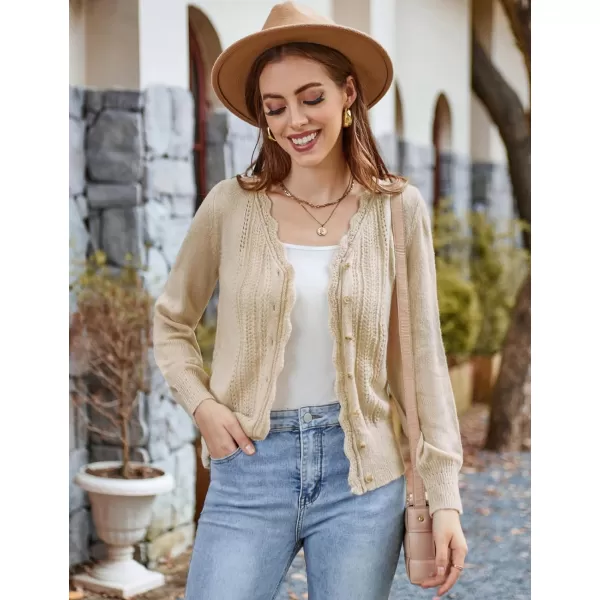 GRACE KARIN Womens Sweater Cropped Cardigan Knit Shrugs for Dresses Tops Button Down Lightweight SoftApricot Long Sleeve