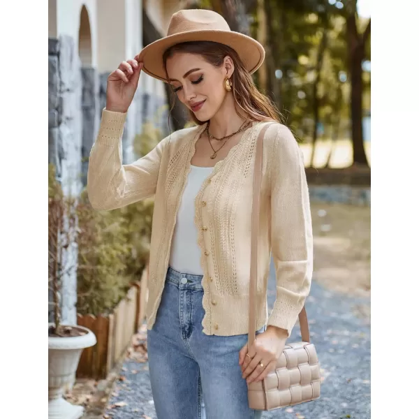 GRACE KARIN Womens Sweater Cropped Cardigan Knit Shrugs for Dresses Tops Button Down Lightweight SoftApricot Long Sleeve