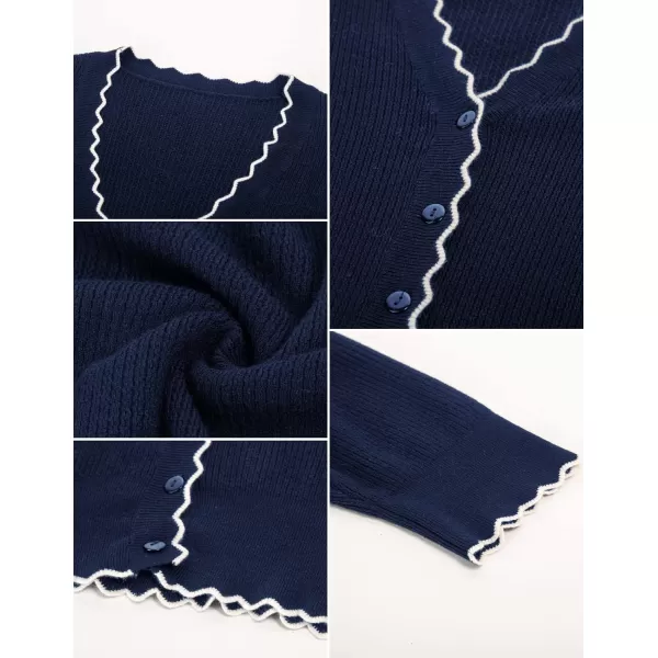 GRACE KARIN Womens Sweater Cropped Cardigan Knit Shrugs for Dresses Tops Button Down Lightweight SoftBluewhite Edge