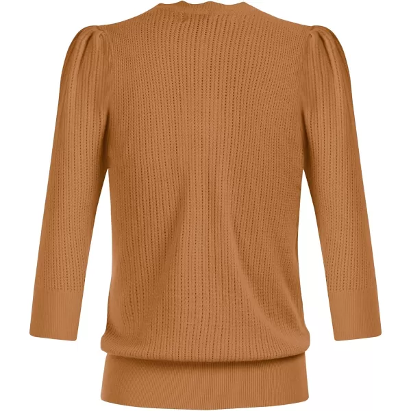 GRACE KARIN Womens Sweater Cropped Cardigan Knit Shrugs for Dresses Tops Button Down Lightweight SoftCamel