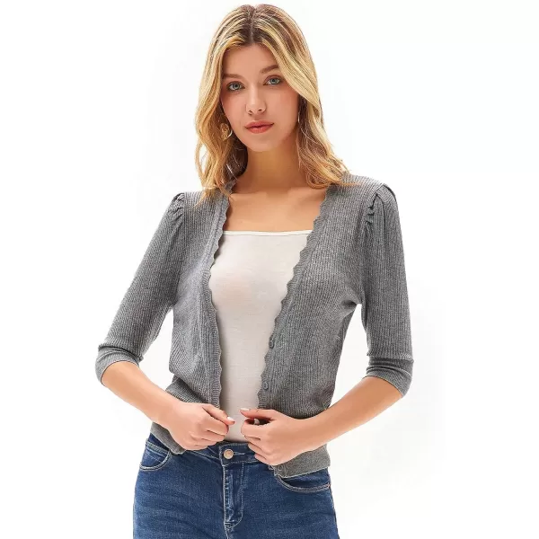 GRACE KARIN Womens Sweater Cropped Cardigan Knit Shrugs for Dresses Tops Button Down Lightweight SoftGrey