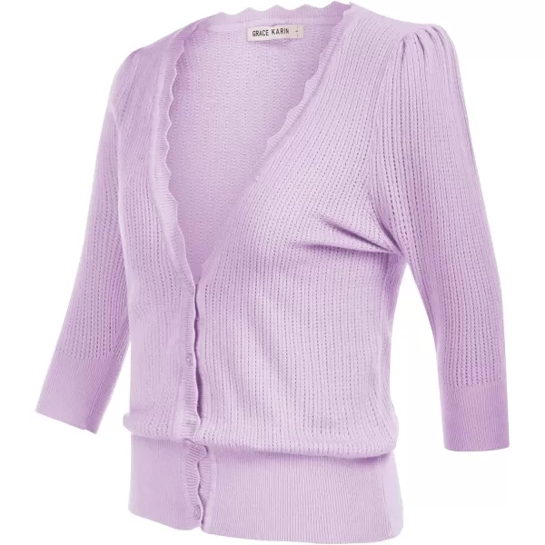 GRACE KARIN Womens Sweater Cropped Cardigan Knit Shrugs for Dresses Tops Button Down Lightweight SoftPurple