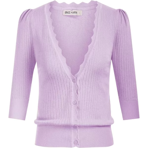 GRACE KARIN Womens Sweater Cropped Cardigan Knit Shrugs for Dresses Tops Button Down Lightweight SoftPurple