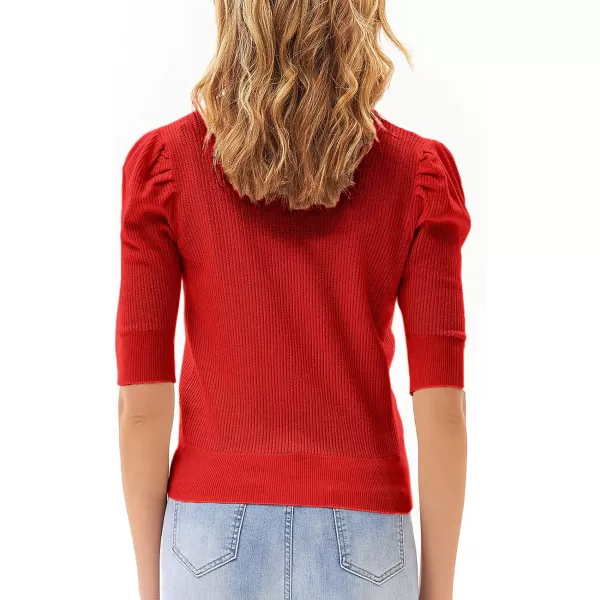 GRACE KARIN Womens Sweater Cropped Cardigan Knit Shrugs for Dresses Tops Button Down Lightweight SoftRed