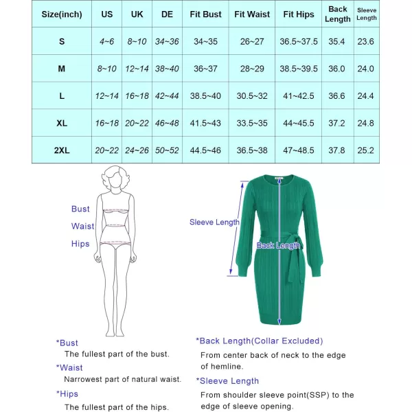 GRACE KARIN Womens Sweater Dress Knitted Mini Sweater Dress Long Sleeves Bodycon Dress BeltedBlack