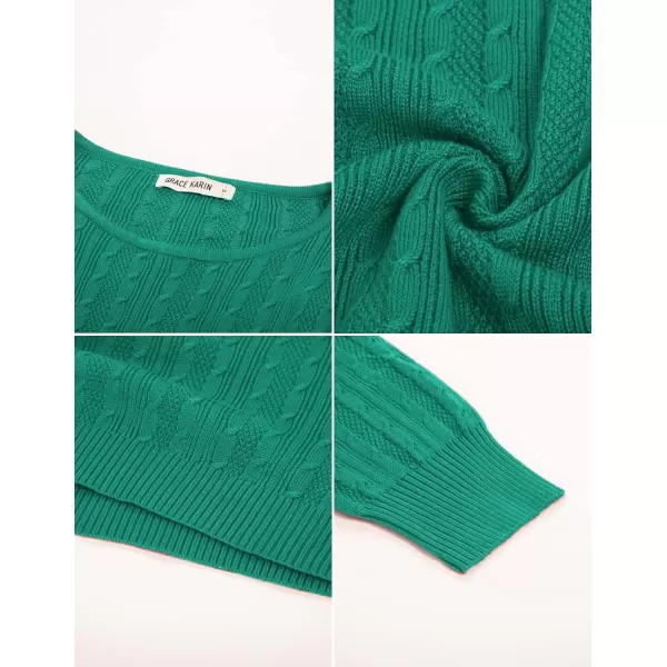 GRACE KARIN Womens Sweater Dress Knitted Mini Sweater Dress Long Sleeves Bodycon Dress BeltedDark Green