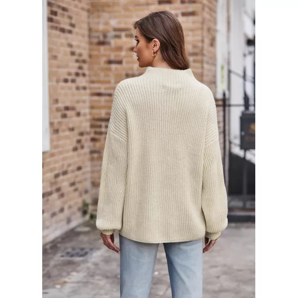 GRACE KARIN Womens Sweaters Turtleneck Lantern Sleeve Oversized Chunky Cable Knit Fall TopsApricot