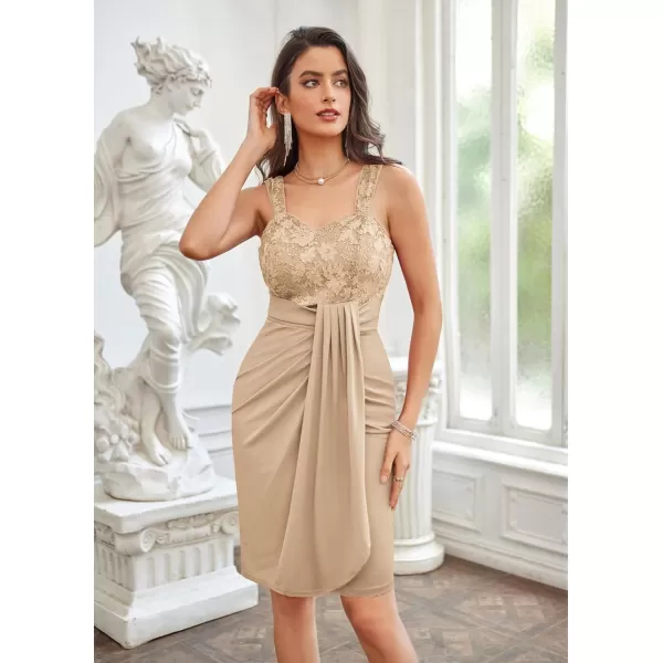 GRACE KARIN Womens Sweetheart Neck Sequin Lace Stitching Hip Cover Dress for Cocktail Pary ClubChampagne