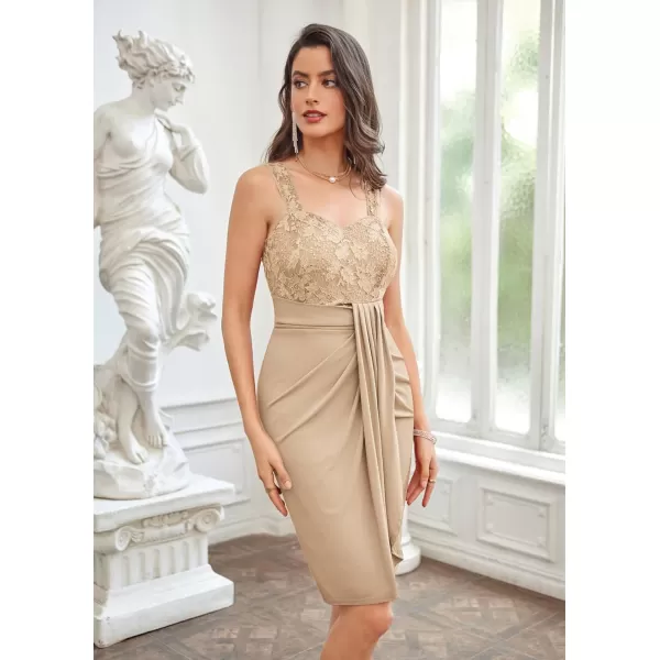 GRACE KARIN Womens Sweetheart Neck Sequin Lace Stitching Hip Cover Dress for Cocktail Pary ClubChampagne