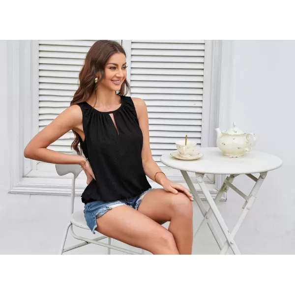 GRACE KARIN Womens Tank Tops V Neck Dressy Casual Cami Sleeveless Camisole Blouses Eyelet Shirts Summer Tank TopsBlack