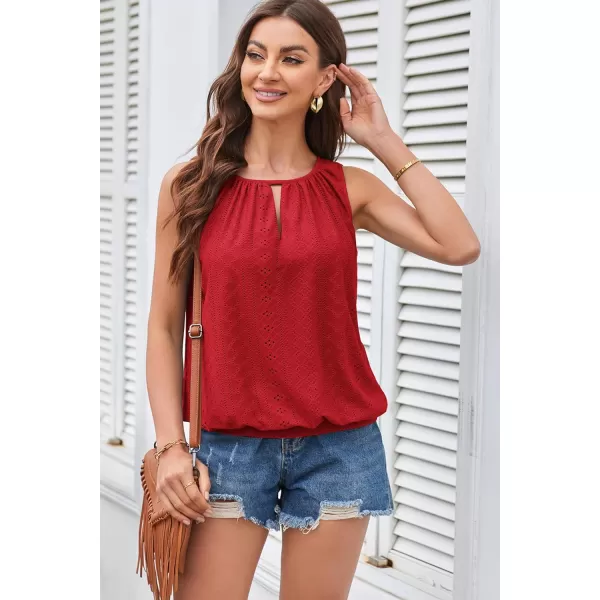 GRACE KARIN Womens Tank Tops V Neck Dressy Casual Cami Sleeveless Camisole Blouses Eyelet Shirts Summer Tank TopsRed