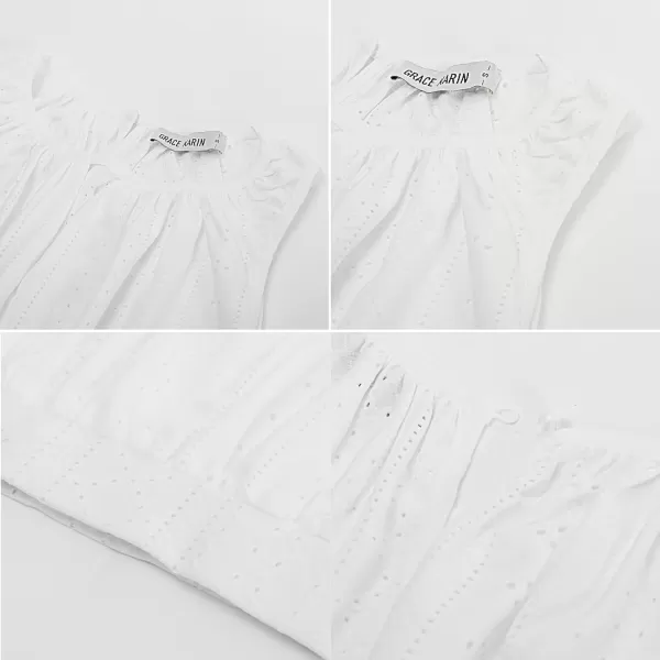 GRACE KARIN Womens Tank Tops V Neck Dressy Casual Cami Sleeveless Camisole Blouses Eyelet Shirts Summer Tank TopsWhite