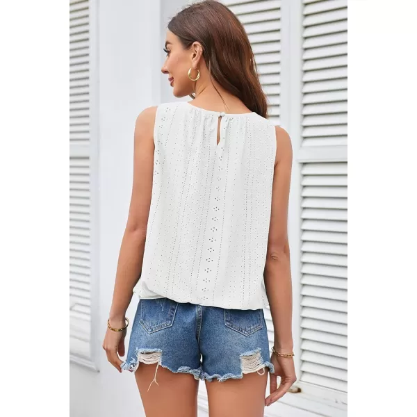GRACE KARIN Womens Tank Tops V Neck Dressy Casual Cami Sleeveless Camisole Blouses Eyelet Shirts Summer Tank TopsWhite